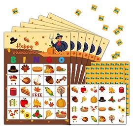 HEZNZXQ Thanksgiving Bingo Party Game Cards, Thanksgiving Party Favor Decor, 24 Players for Adult Party Games Supplies, Fall Activities-11