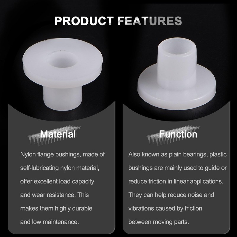 sourcing map 24pcs Flanged Sleeve Bearings Plastic Bushings ID 6mm