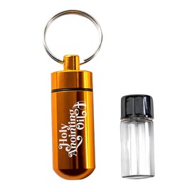 Gold Metal Anointing Oil Keychain with Glass Vial - 2mL Capacity - Portable Anointing Oil Container for Holy Water & Essential Oils - Gifts for Pastors, Believers, Clergy, Missionary Gifts