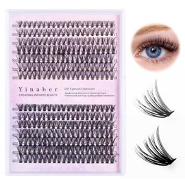 Yinaber Lash Extension 280pcs Individual Lashes Cluster Natural DIY Eyelash Extension Lash Clusters 30D 40D 9-16mm Mix D Curl Eyelash Clusters Extensions for Self(30D&40D-0.07D-9-16Mix)