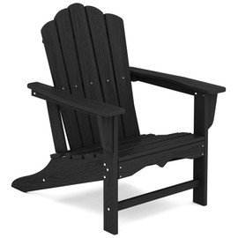 KINGYES HDPE Adirondack Chair, Classic All-Weather Adirondack Chair, Black