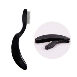 BIUDECO 4pcs Folding Eyebrow Comb Curved Handle Steel Eyebrow Comb Plastic Handle for Brow Grooming Beauty Tools