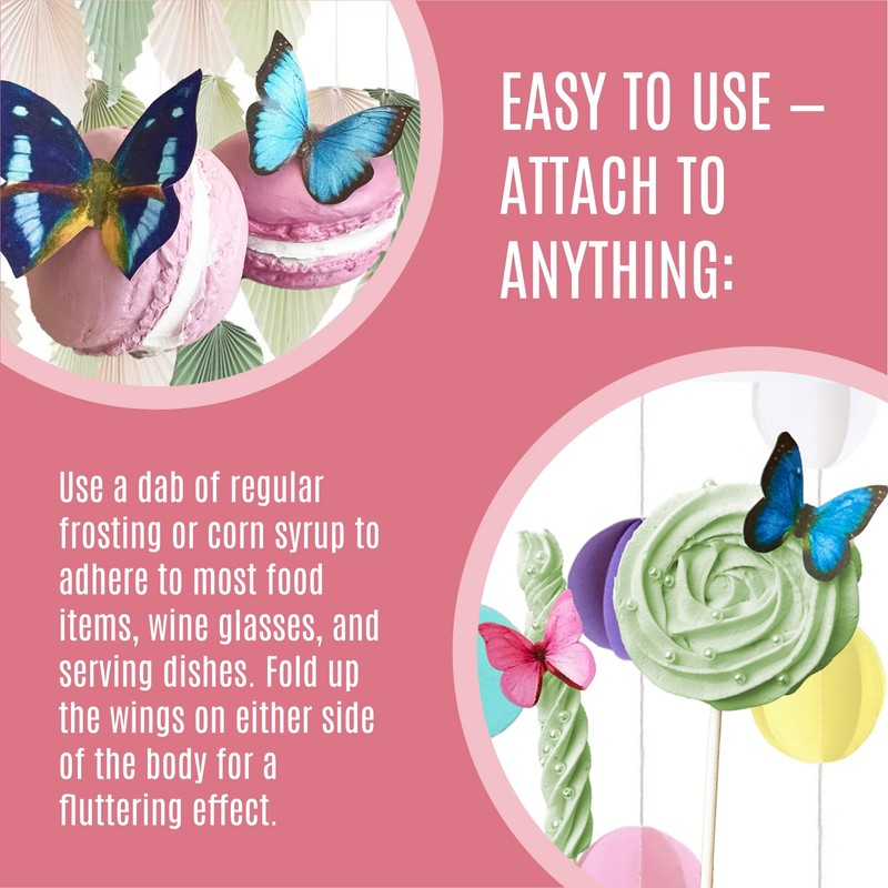 Sugar Robot Edible Butterflies for Cake Decorating - Small Pastel
