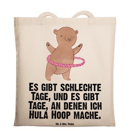 Mr. & Mrs. Panda Carry Bag Bear Hula Hoop - Gift, Shopping Bag, Beach Bag, Sports, Hobby, Jute Bag, Shoulder Bag, Fitness, Sportsman, Training, Bag, Gift, Laptop Bag, White, Hand Drawn