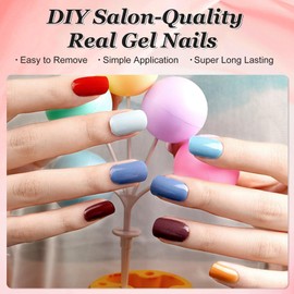 Ceboic Gel Nagellack Aufkleber, 20 Stück Halbgehärtete Nagelfolien Selbstklebend UV Härtend Nagelaufkleber, Gel Nail Wraps Salonqualität Nagellackstreifen für Frauen Mädchen - Elegantes Buntes