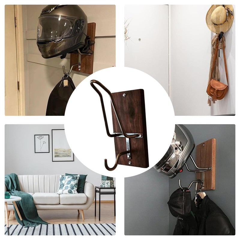 NIYATA Motorcycle Helmet Wall Mount Wall Mount with Hooks, Multifunctional