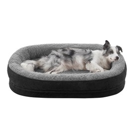 JOEJOY Orthopedic Dog Beds Large Sized Dog, Egg-Crate Memory Foam Pet Couch Bed with Bolster Sides, Waterproof Lining, Removable Washable Cover & Non-Slip Bottom, Black