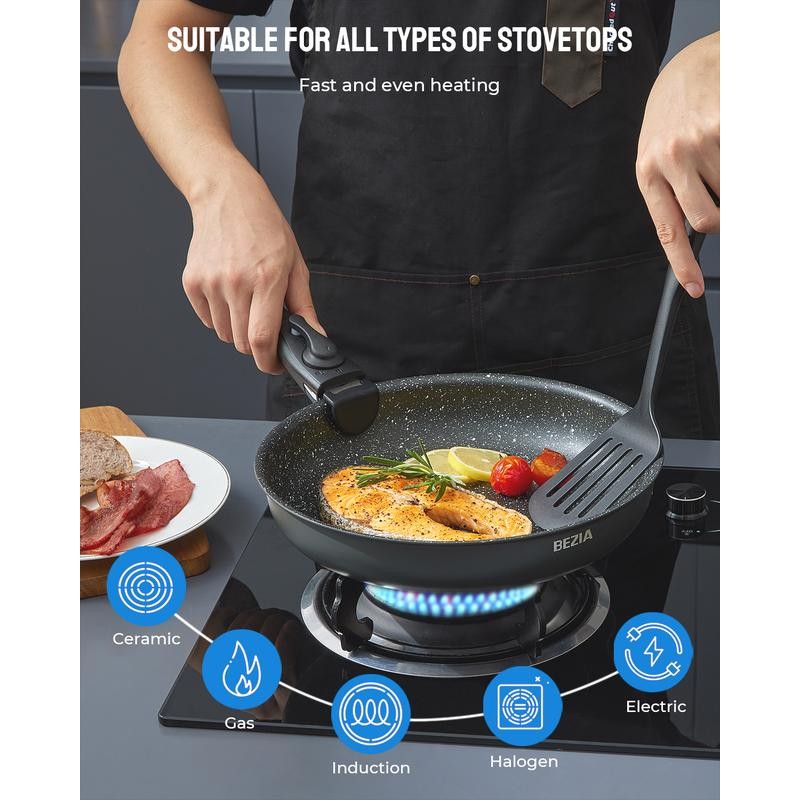 BEZIA Induction Cookware Set 13 Pieces, Nonstick Pots and Pans