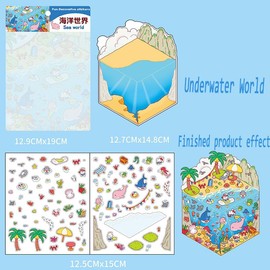 DIY 3D Stickers Kit for Adults & Teens - 4 Set Creative House Scene Stickers Make Your Own Mini Room Scenes- Stress Relief Craft for Home Decor, Gift Idea, Fun Art Activity