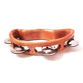 Double Duck Wooden HALF MOON TAMBOURINE PERCUSSION 7", 4 JINGLES