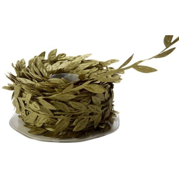 Classic Leaves Ribbon, Olive (Roll, 30 yards)