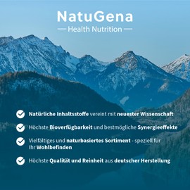 NatuGena L-Glycin 2000, reines L-Glycin 2000 mg pro Tagesdosis, essenzielle Aminosäure unterstützt Kollagenbildung, 500 g (250 Tage Packung)