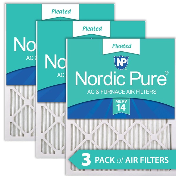 Nordic Pure 14x20x1 (13 1/2 x 19 1/2 x 3/4) Pleated MERV 14 Air Filters 3 Pack