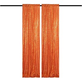 TCBESTO Orange Sequin Backdrop Curtains 2FT x 8FT 2 Panels Curtains Backdrop Glitter Photography Backdrop Drapes for Wedding Birthday Party