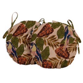 Vargottam Indoor/Outdoor Round Bistro Chair Cushions Block Print 15-Inch Bistro Chair Pads Waterproof Seat Chair Cushion For Home/Office- Set Of 2 (Peach)