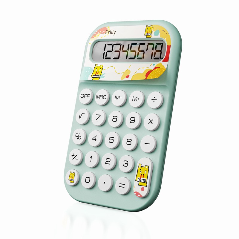 Exlliy Pocket Calculator, Kids 8 Digit Small Desktop, LCD Display,