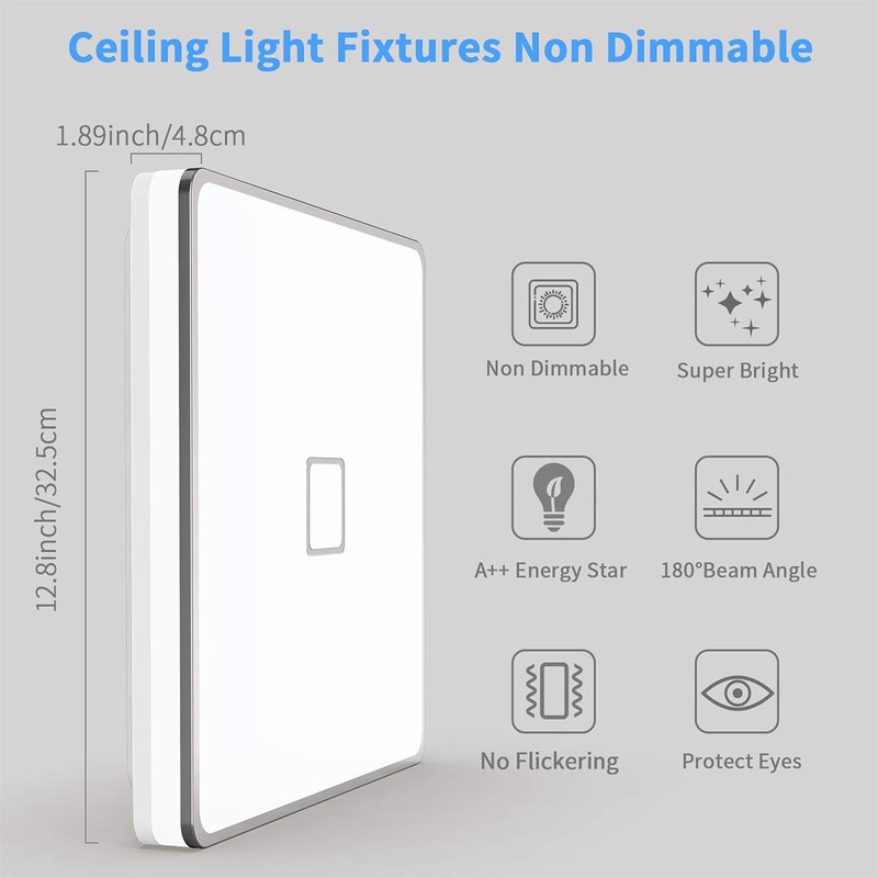 Airand LED Ceiling Light Fixtures Flush Mount 12.8inch 24W Bright