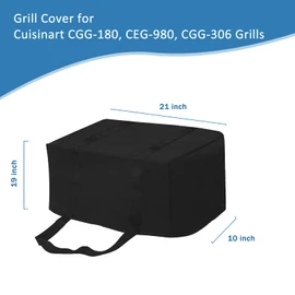 21" Portable Grill Tote Cover for Cuisinart VersaStand Grill CGG-180, CEG-980, Cuisinart CGG-306 Grills, 600D Heavy Duty Tear Resistance Tabletop Grill Cover, 21" x 19" x 10"