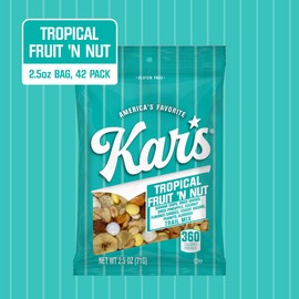 Kar’s Nuts Tropical Fruit ‘N Nut Trail Mix, 2.5 oz Grab & Go Bags, Individual Snack Packs (Pack of 42), Gluten-Free Trail Mix Snack