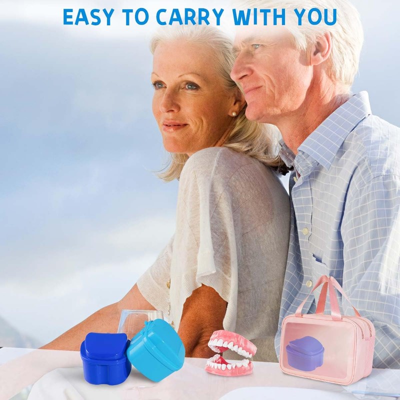 KISEER 3 Pack Colors Denture Bath Case Cup Box Holder