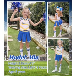 LOLANTA Traje de cosplay para niñas jóvenes para Halloween, adolescentes y niñas, uniforme de animadora azul (azul, 10-11 años)