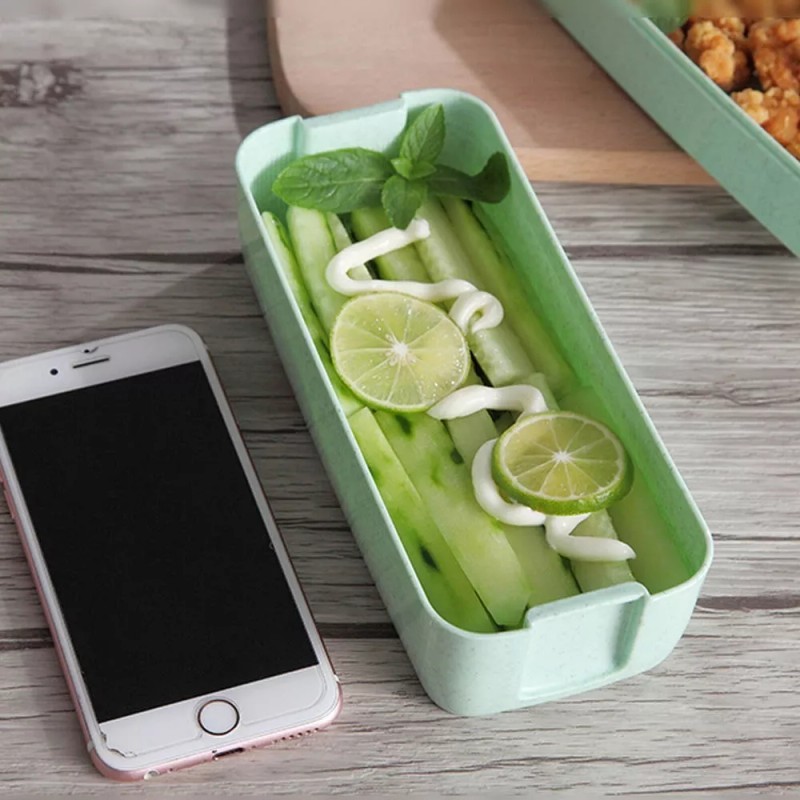 Maíz Contenedor Lonchera Box Lunch Divisiones Cubiertos Portatil