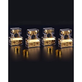 SUNMORN 2 Pairs Battery Terminal Connectors 0/2/4/6/8/10 Gauge AWG, 4 Pieces Anti-Corrosion Fiber Washers Battery Terminals, Shims and Clear Covers Car Top Post Battery Terminal