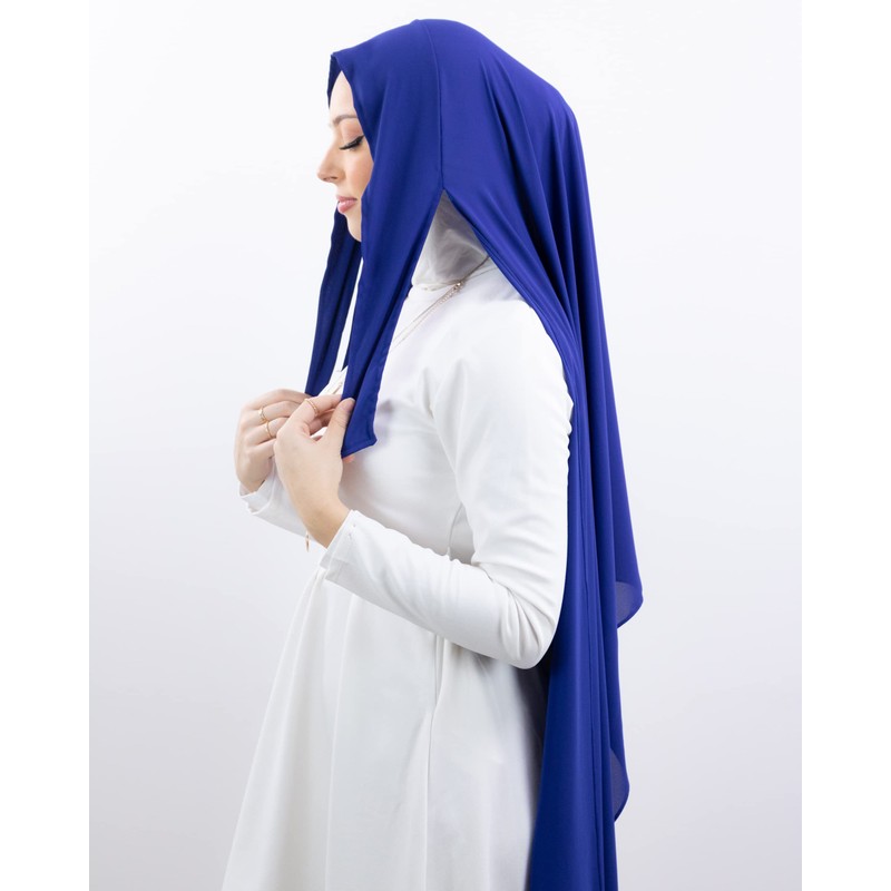 Muslim Women Luxury Crepe Tie Hijab, royal