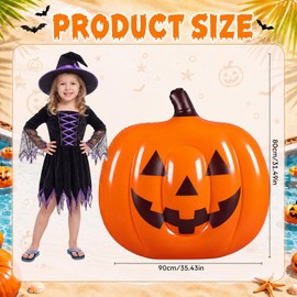 Chalyna Summer Halloween Pumpkin Pool Float Decorations 35.43x31.5x7.87inch Large Inflatable Halloween Pool Float Water Raft Inflatable Surfboard for Summer Swimming Beach Party Supplies