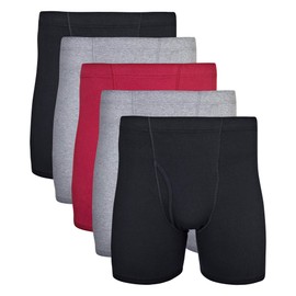 Gildan Men's Underwear Covered Waistband Boxer Briefs, Multipack, Black/Garnet/Graphite (5-Pack), 2X-Large