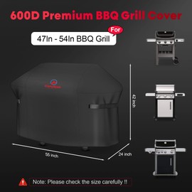 Comnova Grill Cover 55 Inch - 600D BBQ/Barbecue Gas Cover for Outdoor Grill Heavy Duty and Waterproof, Weber, Char-Broil, Nexgrill, Monument, Dyna-glo, Brinkmann and More