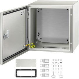 VEVOR NEMA Steel Enclosure 12×12×8,NEMA 4X Steel Electrical Box,IP66 Waterproof & Dustproof,Outdoor/Indoor Electrical Junction Box,with Mounting Plate