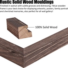 12x12 Picture Frames Wood Rustic Brown Display Pictures 10x10 or 8x8 with Mat or 12x12 without Mat – Each 12x12 Inch Square Photo Frames with 2 Mats Distressed for Wall or Tabletop Mount, Set of 2