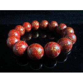 Chinese Lacquer Beads bracelets (red and gold)