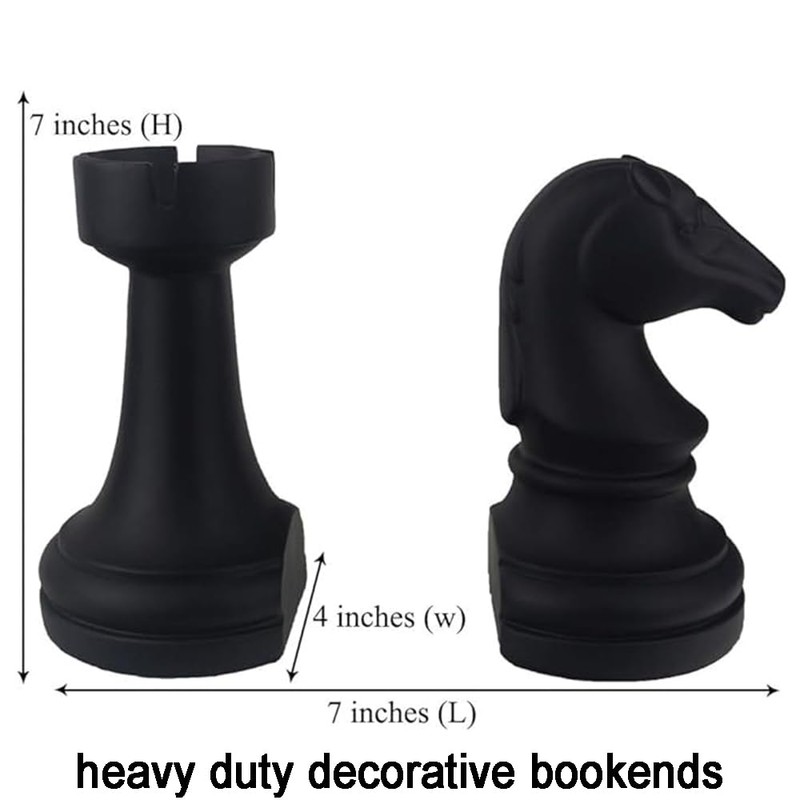 Carchistan Chess Bookends Novelty Book Holders, Decorative Book Ends Modern