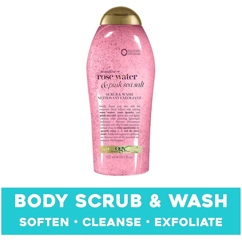 OGX Pink Sea Salt & Rosewater Gentle Soothing Body Scrub,
