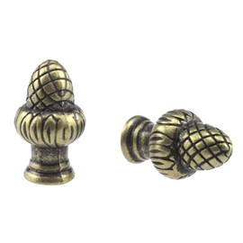 MARRTEUM Bronze Brass Solid Lamp Finial Cap Knob Retro Lamp Finial Decoration with Dual-Thread Screw for Lamp Shade Holder Harp Tops, Fit Both 1/8 IP(3/8") and 1/4-27, 2 Pack