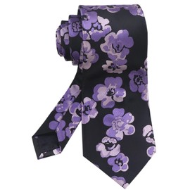 Mens Floral Ties Lavender Black Fashion Woven Silk Paisley Party Formal Wedding Necktie Gifts
