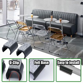 Zasvec Chair Gliders Cantilever Chair Glides Pack of 12 Clamp Shell Gliders Felt Gliders for Cantilever Furniture Gliders Floor Gliders Cantilever Chair Gliders with Felt for Cantilever Chairs