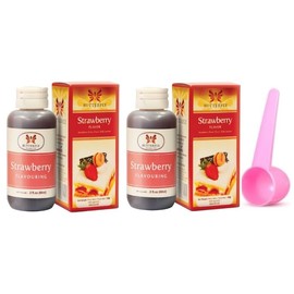 Warung889 Butterfly Strawberry Extract Flavor 60ml / 2oz (Pack of 2) + Pink Tablespoon - Product of Indonesia