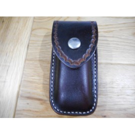 Leatherman Wave dark oil Crazy Horse leather sheath. Tooled flap. Sheath only.