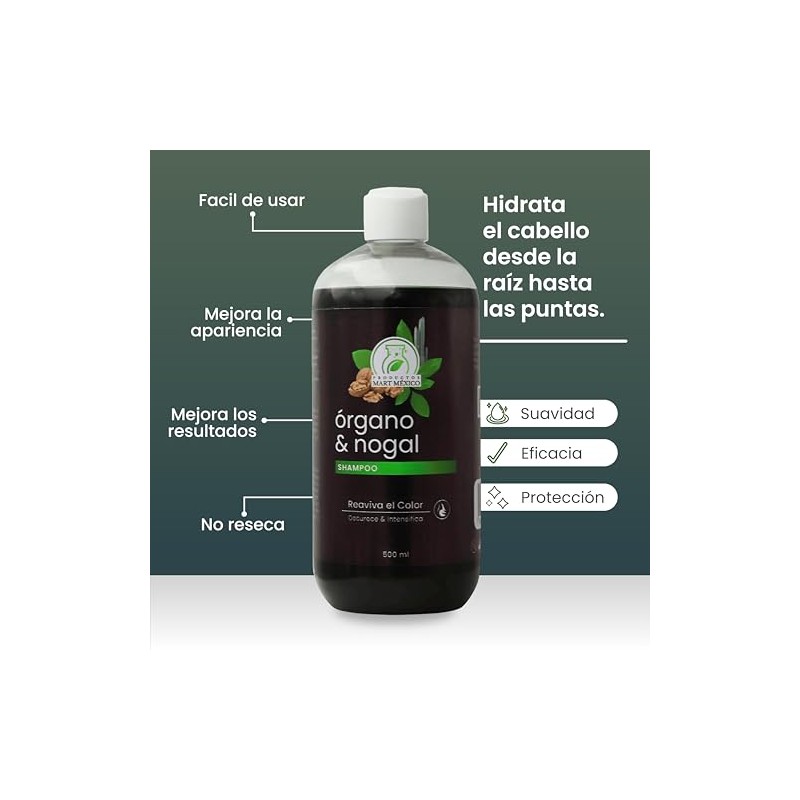 Shampoo De Órgano & Nogal Oscurecedor Natural Productos Mart Mexico