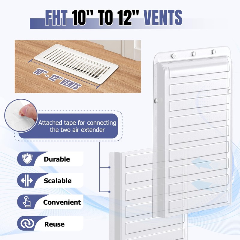 Touri 2 Pack Magnetic Air Vent Extender for Under Furniture,