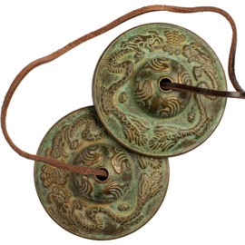 DANNY LIB Tin Shovel Vintage Bronze Patina Dragon God Dragon God Twin Dragon Purification Yoga Meditation Sound Copper Rasimbal Tibetan Esoteric Buddhist Tools (Dragon)