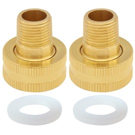 Uenede 2PCS Brass Garden Hose Reducer Swivel Connector 3/4"GHT Female to 3/8"NPT Male Threaded Reducing Convert Adapter Garden Hose Pipe Fittings