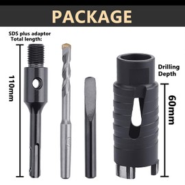 35mm / 1-3/8 inch Diamond Dry Core Drill Bit with SDS Plus Adapter, Concrete Core Drill Bit for Dry/Wet Drilling Granite Marble Masonry Concrete Brick Stone and Block (35mm (1-3/8 inch))