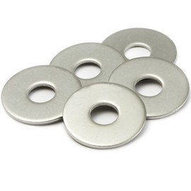 M10 Washers, M10 x 40mm Metal Flat Penny Washers Thickness 2mm-A2 304 Stainless Steel Washers (5 Pack),AMLOOPH Large OD Plain Wide Metal Washers, Round Flat Spacer Repair Washer For Screws Bolts