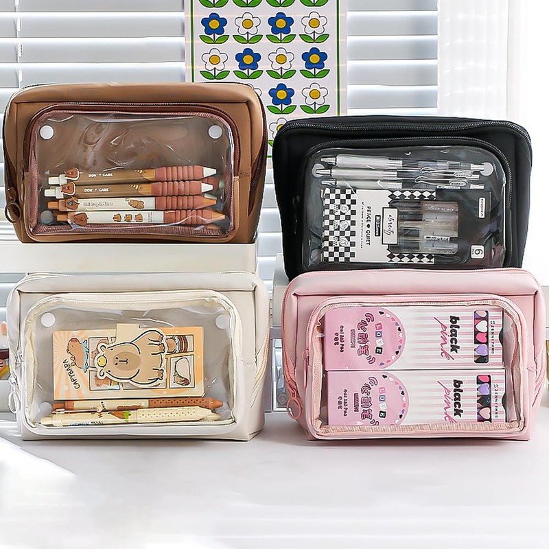 MHwan Pencil case with 9 compartments and large capacity, three-dimensional
