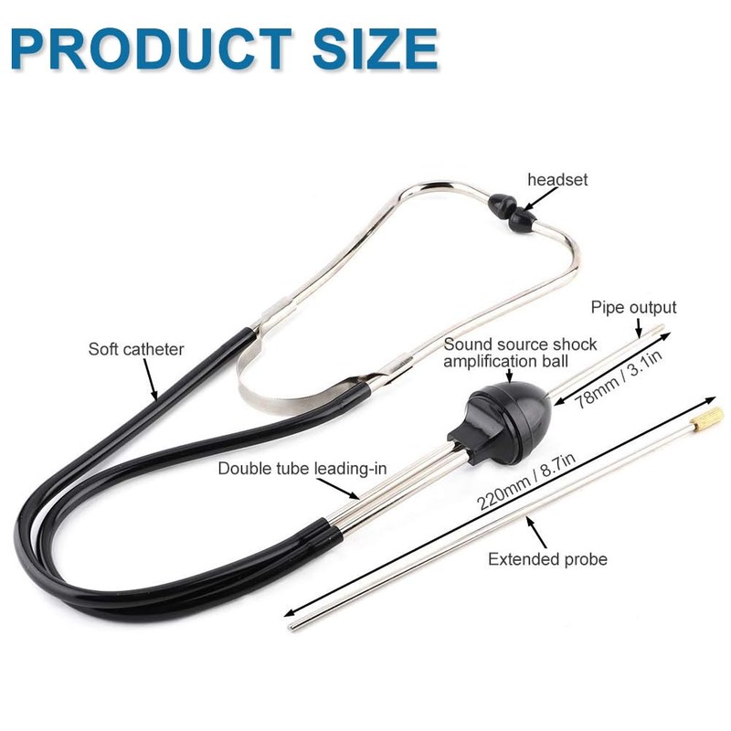 BEANPRECOY Automotive Mechanics Stethoscope Engine Tester Cylinder Stethoscope Noise Abnormal