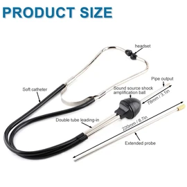 BEANPRECOY Automotive Mechanics Stethoscope Engine Tester Cylinder Stethoscope Noise Abnormal Sound Diagnostic Instrument Car Hearing Tool Repair Kit Engine Diagnostic Tool for Trucks Motorcycles